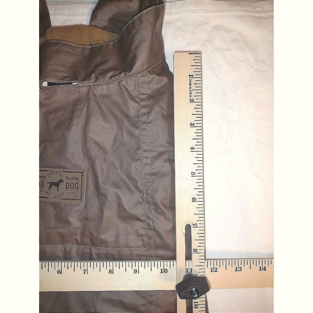 Fab Dog Waxed Cotton Dog Coat Large Brown Fleece Lined Water‎ Resistant Jacket - Picture 5 of 9